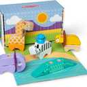 Melissa & Doug Blockables Safari Snap and Play, Mix and Match Connectable Wooden Building Blocks Play Set Toy for Preschool Boys and Girls (34 Pcs)