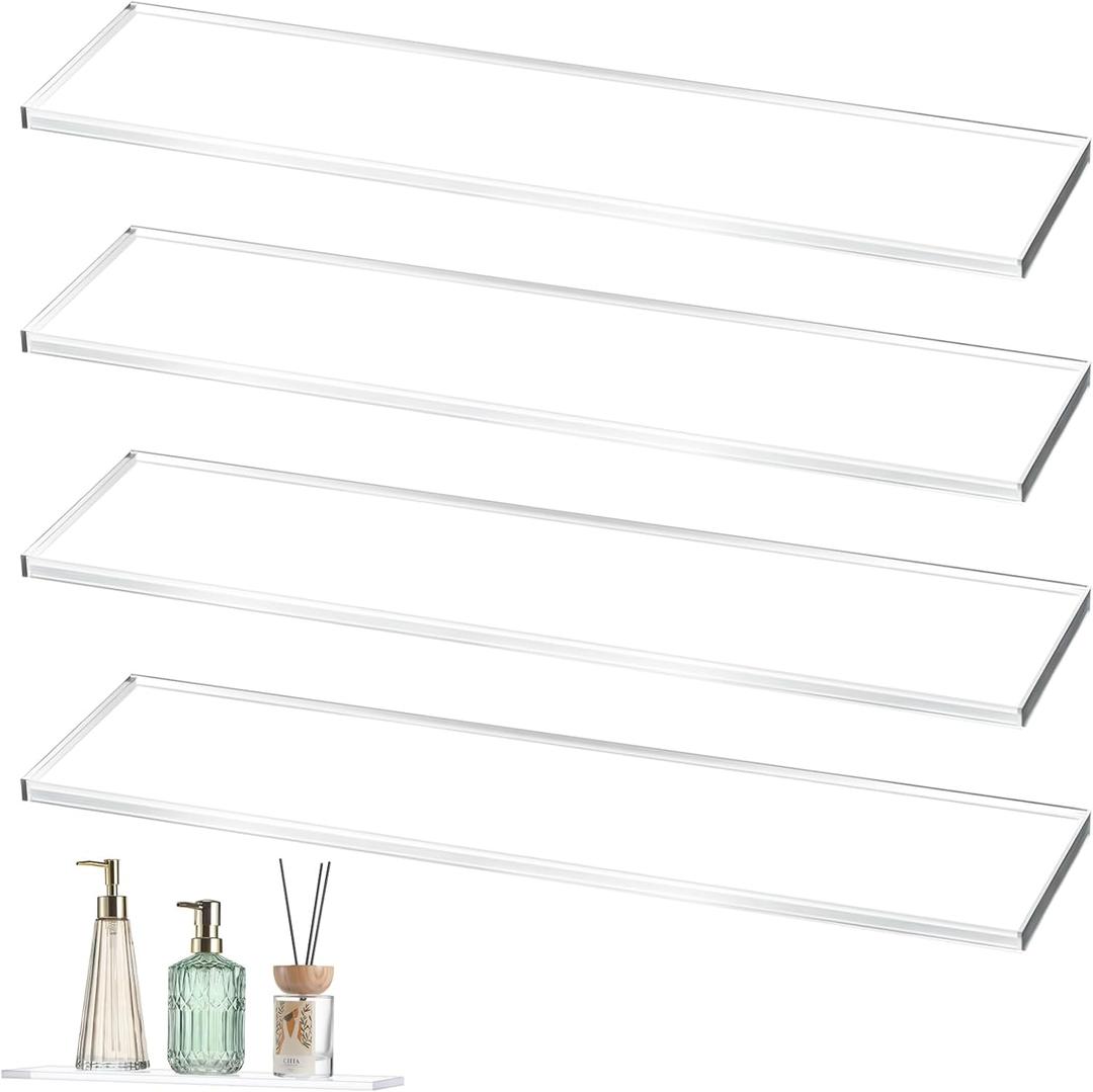 Leinuosen Medicine Shelves Acrylic Medicine Cabinet Replacement Shelves Suitable for Bathroom Living Room Kitchen Wall Mounted and Hanging Cabinet(13.75 Inch,Clear,4 Pcs)