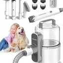 Simple Way Dog Vacuum Grooming Kit for Shedding: Professional Hair Clippers Pet Groomer - Strong Suction Cleaner Deshedding Tool Fur Brush Attachment Trimmer for Home Cat (Milky)
