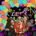 51 Pcs Neon Birthday Party Decorations - Glow in The Dark Party Supplies with Neon Balloons Garland Arch Kit & Lets Glow Banner Backdrop Black Light Up Photography Background