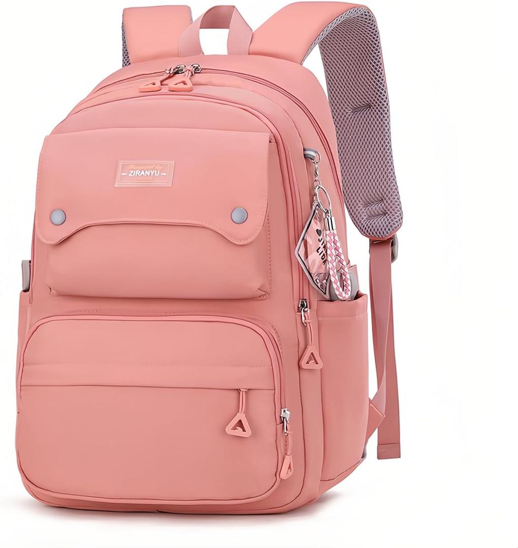 Pink Girls School Backpack,Kids Backpack for Teen Girls Elementary Middle School Bookbag Multi-pocket Fashion Daypack