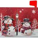 Kawani Merry Christmas Red Snowman Mailbox Covers Magnetic Red Winter Outdoor Mailbox Cover Standard Size 18 X 21 Inch Snowflakes Holiday Mailbox Wrap Post Letter Box Cover Decor for Home Garden Yard