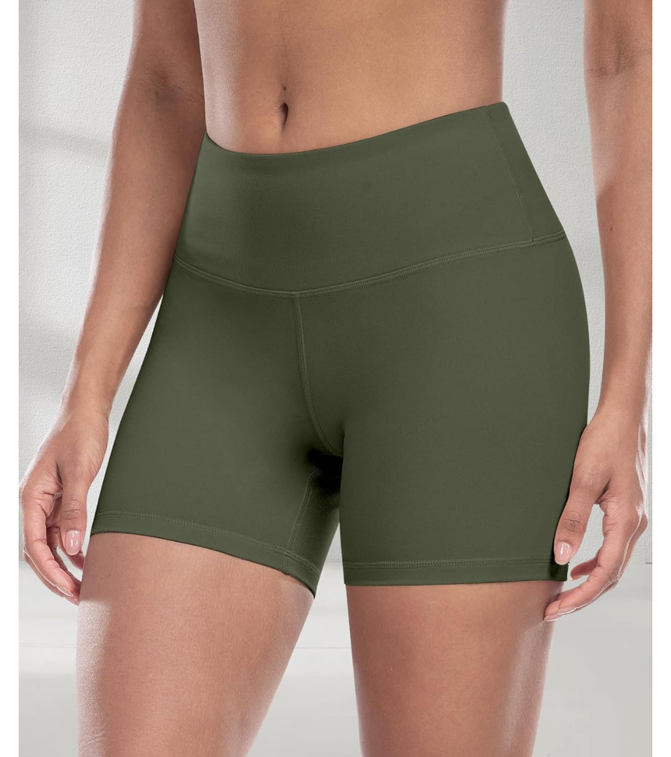 Yoga Shorts for Women – 5" High Waisted Tummy Control Workout Running Athletic Spandex Shorts Size L