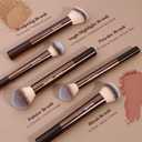 MAANGE 16PCS Makeup Brush Set Travel Makeup Brushes for Liquid Powder Contour Concealer Cream Cosmetics Blending Eyeshadow Eyeliner (Coffee)