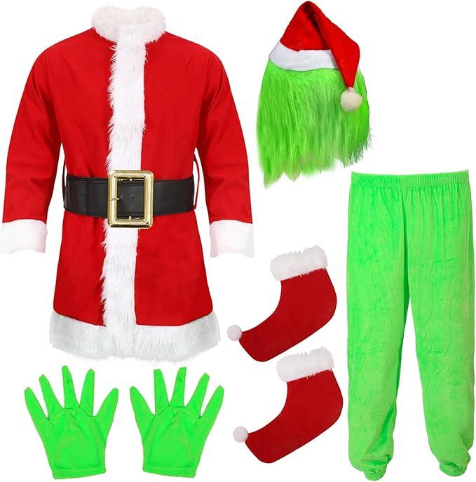 brableewear Christmas Green Giant Monster Costume for Kids Boys Christmas Furry Suit Santa Outfits Christmas Cosplay Costume, M