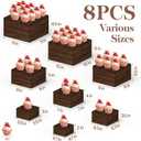 8 PCS Wooden Buffet Risers, Rustic Wood Cake Cupcake Stands, Square Food Risers for Buffet Table, Catering Dessert Table Display Set, Stackable Wooden Crates for Party, Decor, Wedding, Birthday