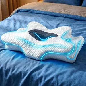 Sleep Doctor Approved Cervical Neck Pillow for Sleeping, Ergonomic Contour Side Sleeper Pillows for Adults, Cooling Orthopedic Pillow for Pain Relief Support, Memory Foam Pillows Back Stomach Sleepers (Standard, Cream)