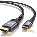 JSAUX Mini HDMI to HDMI Cable 6FT, [Mini HDMI][Aluminum Shell, Braided] High Speed 4K 60Hz HDMI 2.0 Cord, Compatible with Camera, Camcorder, Tablet and Graphics/Video Card, Laptop, Raspberry Pi Zero W