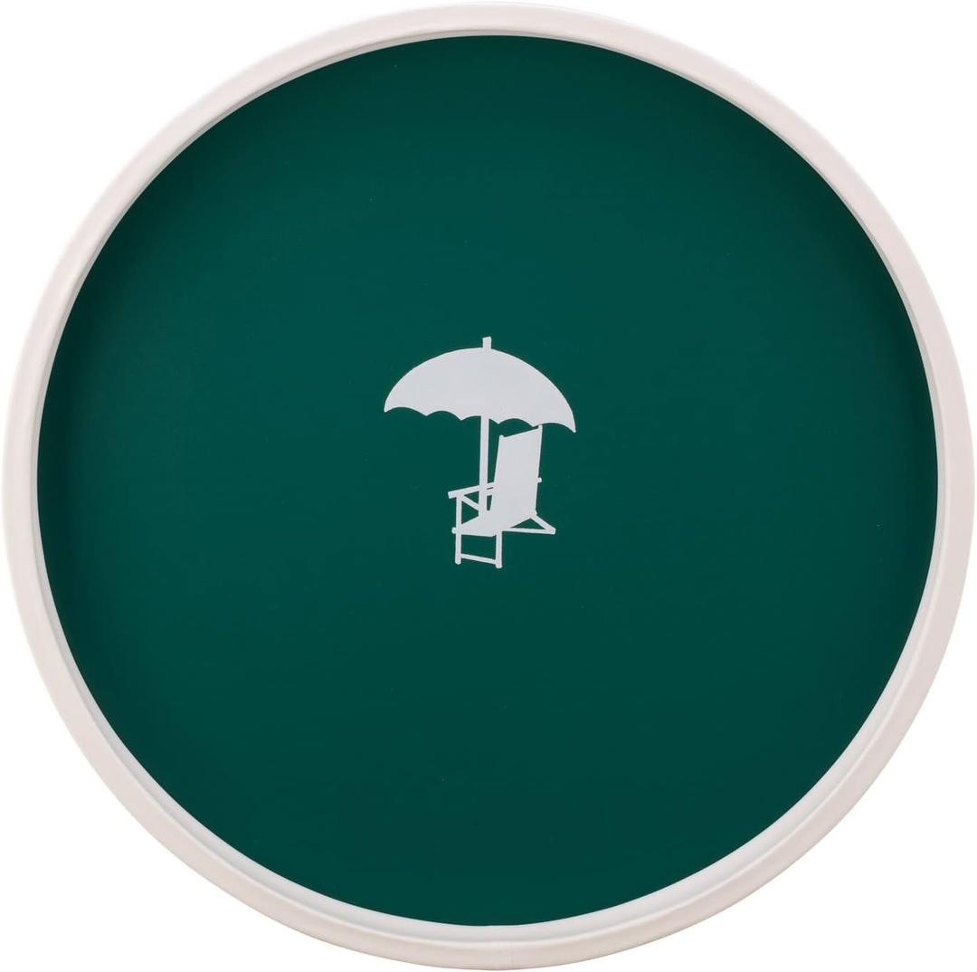Kraftware Pastimes Collection 14" Round Serving Tray (Beach Chair, Tropic Green)