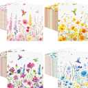 Fulmoon 200 Pieces Spring Flower Cocktail Napkins Disposable Floral Paper Dinner Napkins Wildflower Hummingbird Beverage Hand Towel for Spring Summer Tea Party Decor