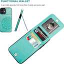 Vaburs Compatible with iPhone 12 and iPhone 12 Pro Case with Wallet Card Holder,Embossed Mandala Pattern Flower PU Leather 4 Card Slots Kickstand Shockproof Flip Cover 6.1 Inch(Green)