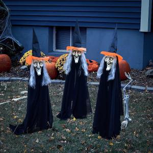 FUN LITTLE TOYS 3 PCS Witch Scary Decor Halloween Stakes for Outdoor Graveyard, Garden, Yard, Lawn, Walkway Party Supplies FUN LITTLE TOYS 3 PCS Witch Scary Decor Halloween Stakes for Outdoor Graveyard, Garden, Yard, Lawn, Walkway Party Supplies