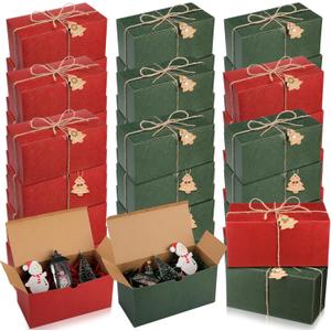 Tenceur 36 Set Christmas Gift Boxes with Lids Bulk 9 x 4 x 4 Inch Kraft Gift Box Empty Gift Box with Christmas Tag Raffia Twine for Xmas Holiday Valentine's Day Wedding Bridesmaid Birthday Party Favor