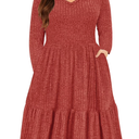 IWD Midi Womens V Neck Dresses Long Sleeve Loose Fit Easter Sun Dresses Size M