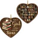 Book Lovers Christmas Ornament 2025  Just a Girl Who Loves Books, Book Club, Library Christmas Ornament 2025  Unique Gifts for Readers, Book Lovers, Ceramic Christmas Tree Decorations