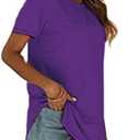 Beimuc Summer Tops for Women Short Sleeve Crewneck Tshirts Side Split Loose Fit Tunic Shirts (Purple, S)