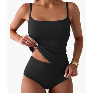 Eomenie Women's Swimsuit Tankini Tummy Control Bathing Suits Two Piece Full Coverage Slim Swim Suits with High Waisted Bottom , Size XL
