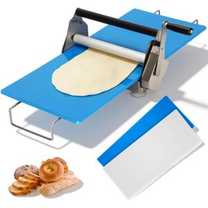 12" Folding Manual Dough Sheeter with 2 Rolling Boards, Adjustable Thickness Dough Rolling Machine, Compact Stainless Steel Dough Sheeter for Pizza, Pastry, Pasta, Fondant, Cookie Dough & Home Baking