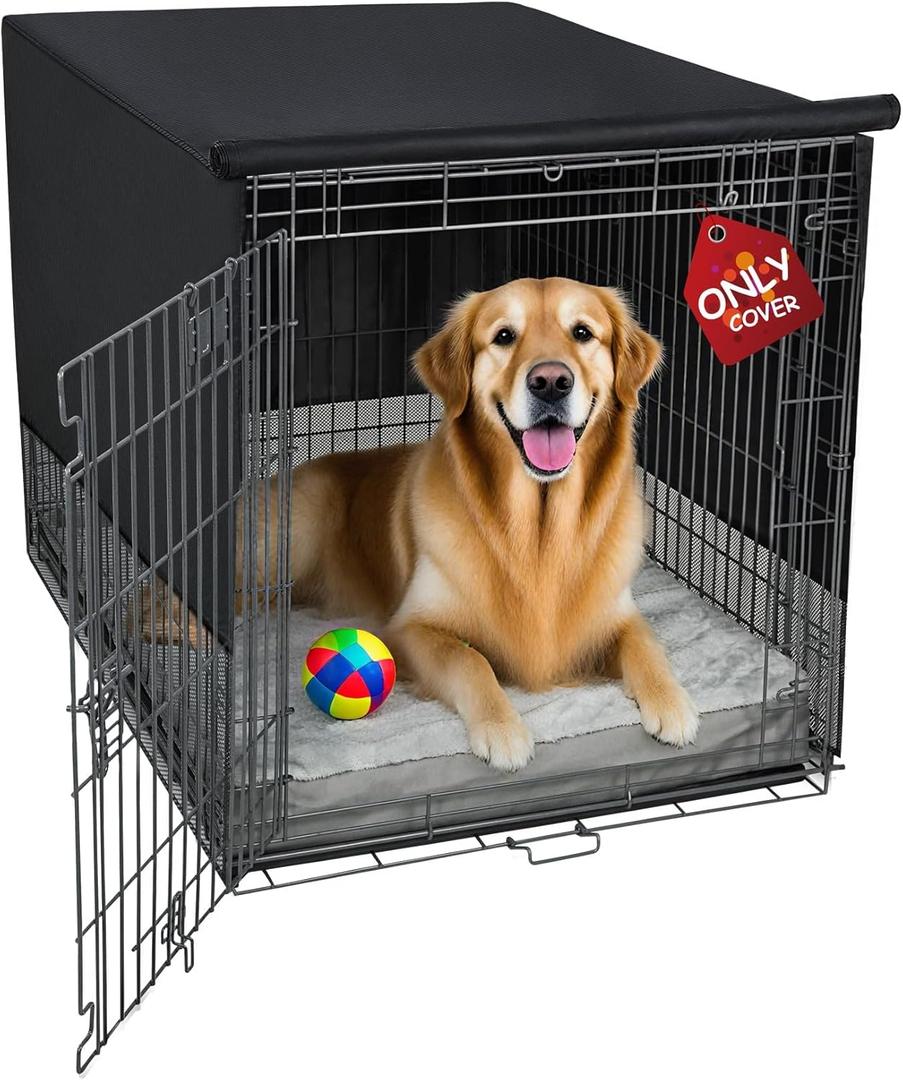 Explore Land Breathable Dog Crate Cover - 4 Sides Mesh Ventilation,Basic Pet Kennel Cover, All Sides Open, Universal Fit for 1 2 3 Doors 42 inches Wire Dog Crate (Black)