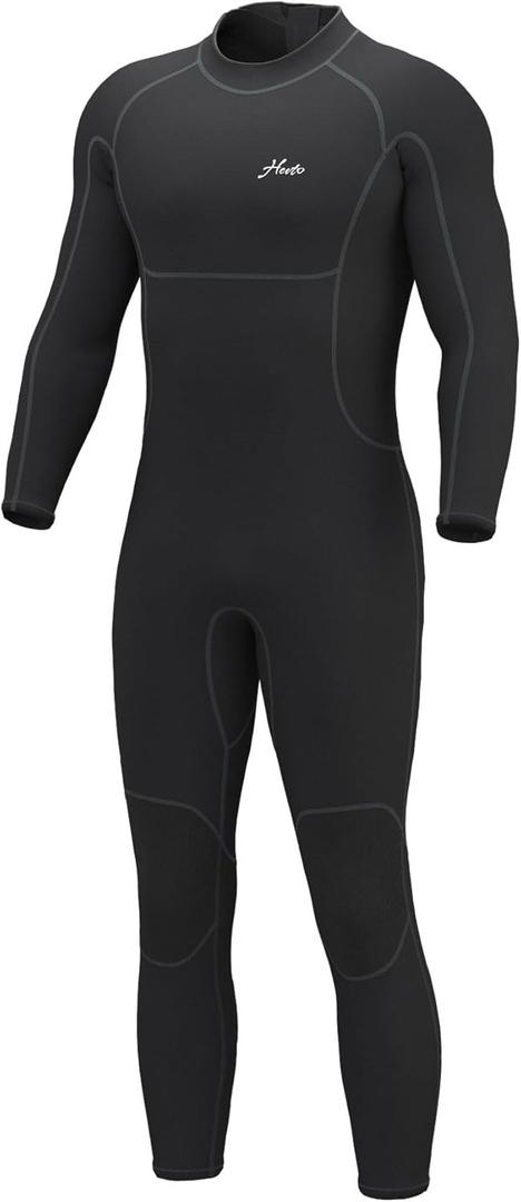 Hevto Men Wetsuits 3/2mm Neoprene Wet Suit Back Front Zip in Cold Water for Surfing Swimming Diving (X-Large)
