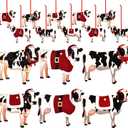 Blulu 24 Pcs Christmas Cow Mouse Ornaments Hanging Cow Mice Christmas Decorations Tree Ornaments for Xmas Tree Farmhouse Decor(Cow)