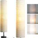 Modern Floor Lamp, Dimmable 3 Levels Brightness Paper Tall Lamp Standing Lamps with Lampshade, 55'' Minimalist Floor Lamps for Office, Kids Room, Reading, Home Decor (White)