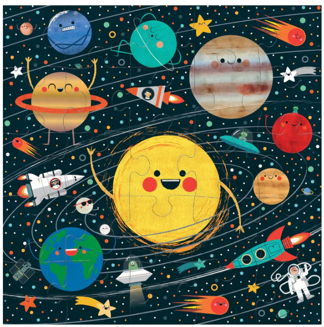 Mudpuppy Solar System  Jumbo 25 Piece Jigsaw Floor Puzzle Featuring Planets, Rocketships, and More!