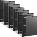 INFUN 1.5 Inch Telescoping 3 Ring Binder - 6PCS, Flexible Round Binder with Customizable Front Cover and Clear Catalog Pocket, 1.5Inch Rings, 370 Sheet Capacity-Black