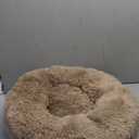 Bedsure Calming Dog Bed for Small Dogs - Donut Washable Small Pet Bed, 23 inches Anti-Slip Round Fluffy Plush Faux Fur Large Cat Bed, Fits up to 25 lbs Pets, Camel (23.0"L x 23.0"W x 8.0"Th)