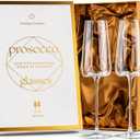 GLASSIQUE CADEAU Crystal Prosecco, Cava and Champagne Cocktail Glasses | Set of 2 | Long Stemmed Flutes for Mimosa, Bellini, Hugo, Sparkling Wine | Elegant Gift Glassware for Her Birthday, Anniversary