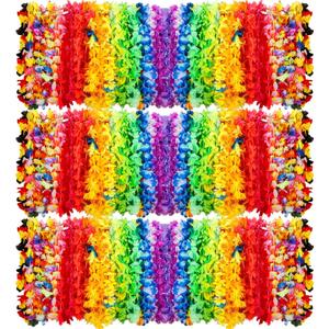 200 Count Hawaiian Lei Bulk, Tropical Luau Hawaii Theme Silk Flower Necklace, Party Favors for Beach Holiday Wedding Birthday Party, Aloha Summer Party Decorations