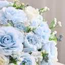Yastouay 2 Bouquets Peonies Artificial Flowers, Mixed Light Blue & White Fake Peonies with Large Bloom, Silk Peony Flowers Faux Peony Bouquet for Wedding Centerpieces, Table, Vase & Home Decor