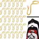 Sratte 50 Pieces Clothes Hanger Connector Hooks, Metal Clips Extender Hooks for Velvet Hangers Closet Space Saving(Gold,50 Pieces)
