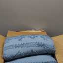 Bedsure Tufted Boho Comforter Set Queen Size - Dusty Blue Boho Bed Set, GentleSoft 3 Pieces Farmhouse Shabby Chic Embroidery Bedding, Gifts for Woman, Soft Jacquard Queen Comforter for All Seasons