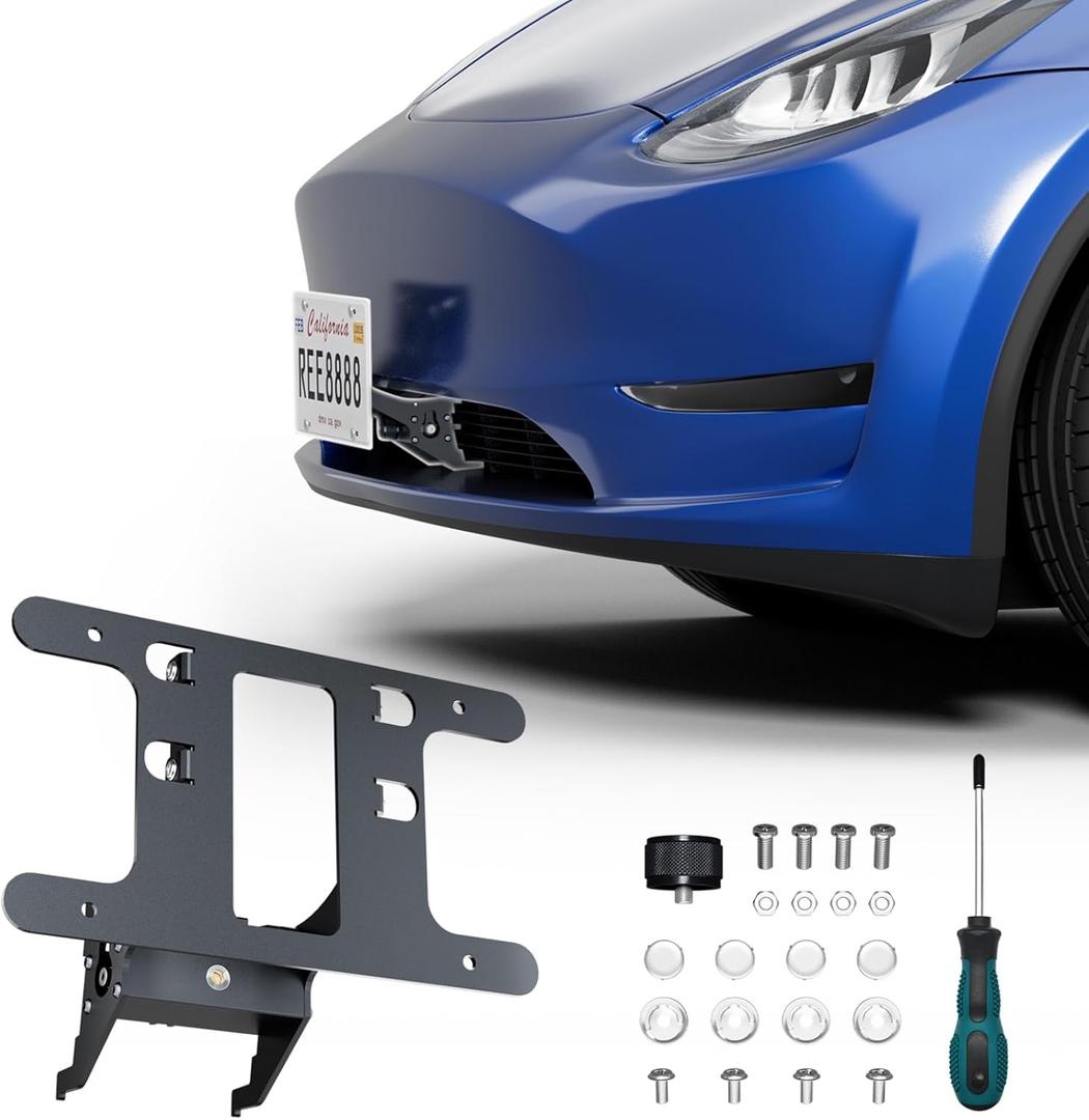 REEVAA 2025 Front License Plate Frame for Tesla Model 3 Highland [No Drill, No Adhesive], Aluminum Alloy Material for Model 3 2024-2025 (Not Fit Model 3 2021-2023)