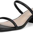 Goderci Women's Chunky Block Low Heeled Sandals Two Strap Square Open Toe Slip On Mule Heels, 9