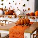 Fall Table Runner, Orange Pumpkins 3D Faux Fur Table Runners, Soft Thanksgiving Halloween Table Decor for Indoor Outdoor, Autumn Home Party Decor, 13*37 Inch