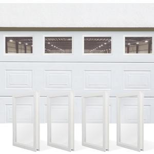 NeatiEase 4 Pcs Garage Door Windows, Replacement Vinyl Windows Inserts Kit with UV Resistant Resin Glass for Exterior Garage Doors (Clear Design)