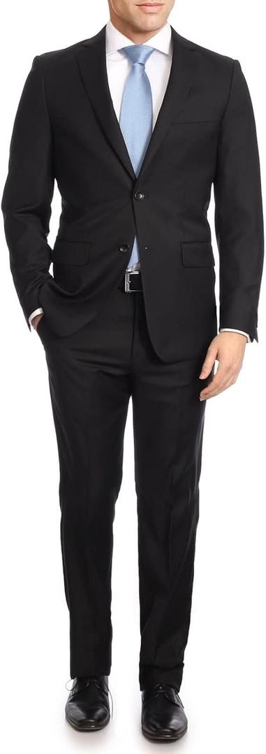 Arthur Black Mazara Classic Fit Two Button 100% Wool Wrinkle Resistant Suit, 38 Regular