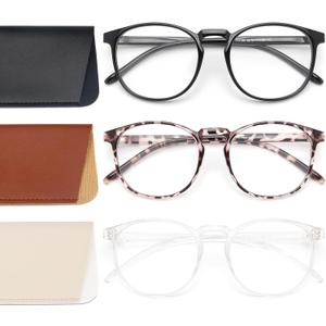 IBOANN 3 Pack Blue Light Blocking Glasses Women/Men, Round Fashion Retro Frame, Vintage Fake Eyeglasses with Clear Lens IBOANN 3 Pack Blue Light Blocking Glasses Women/Men, Round Fashion Retro Frame, Vintage Fake Eyeglasses with Clear Lens