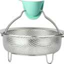 ICEICE Stainless Steel Steamer Basket - Vegetable & Dumpling Steamer Insert for Pots, Instant Pot Accessories with Handles & Feet, Multi-Purpose Mesh Strainer for Cooking, Fruits (Silvery, Small)