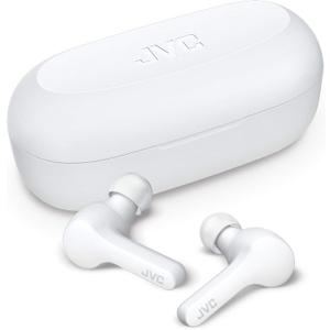 JVC Gumy Truly Wireless Earbuds Headphones, Bluetooth 5.0, Water Resistance(IPX4), Long Battery Life (up to 15 Hours) - HAA7TW (White)