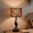 Floral Lamp Shade for Table Lamps and Floor Lamps, Bamboo Material, Groovy and Elegant Design with Butterflies and Birds, 11.8 x 9 Inch, Ideal for Living Room, Bedroom, Office (Art Deco B)