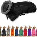 Fragralley Dog Coat Large, Waterproof Dog Jacket with Warm Fleece Lining, Adjustable Reflective Dogs Winter Coat, Turtleneck Pet Coats for Cold Weather (Black XXL)