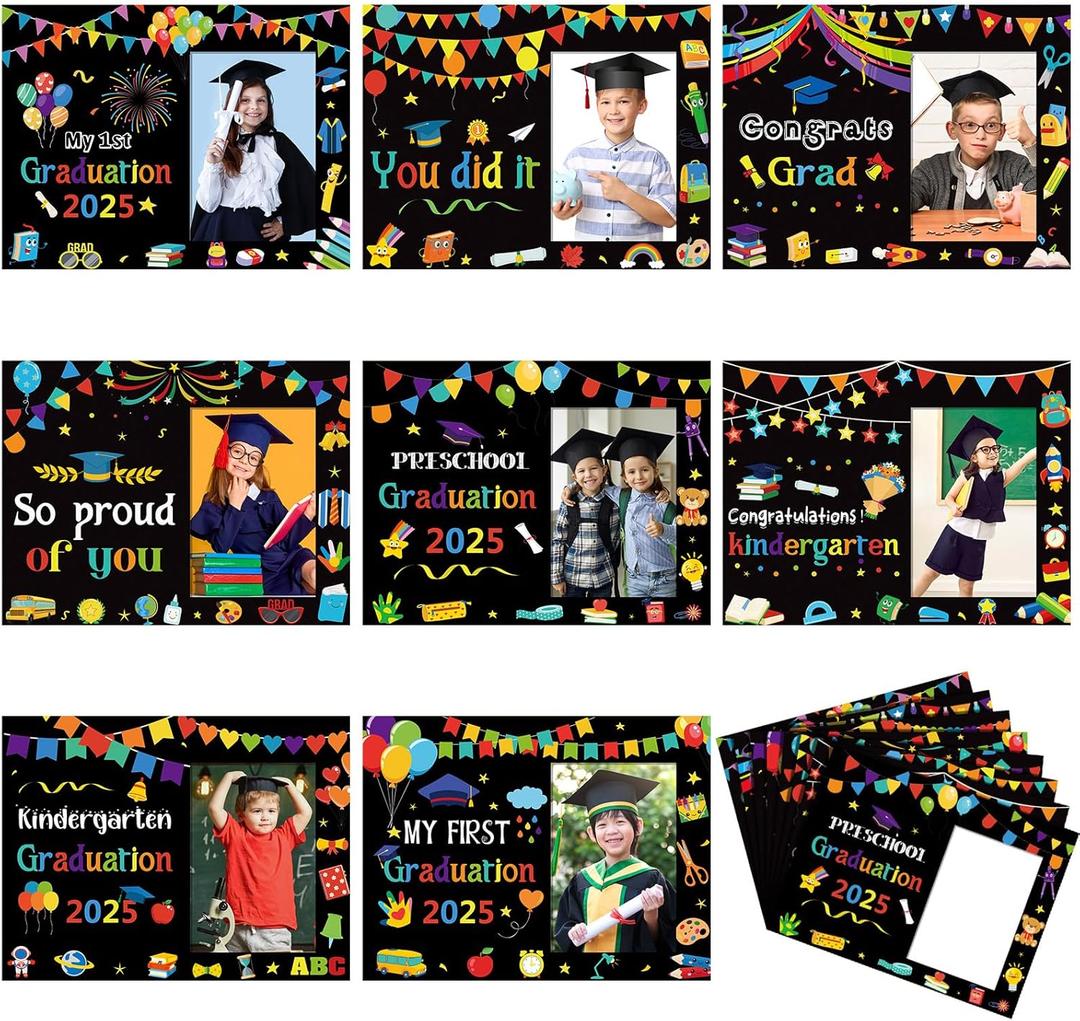 40 Pcs Kindergarten Graduation Picture Frames My First Graduation Paper Photo Frame Gifts Cardboard 2025 Pre-k Preschool Photo Display for Kids Children Congrats Grad Decor(Dark Color)