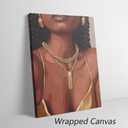 3Pcs Black Girl Wall Art African American Woman Canvas Pictures Fashion Girl Abstract Posters Prints Boho Black Female Paintings for Living Room Bedroom Bathroom 16"x24", 24''Lx16''W