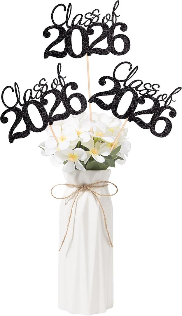 3 x 10 PCS Graduation Class Centerpieces Black Class of 2026 Graduation Centerpieces, 2026 Centerpieces for Tables Cake Toppers