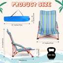 Wenqik 4 Pcs Low Seat Blue Plastic High Back Reclining Beach Chairs with Carry Bag Portable for Outdoor Beach Camping Lawn(Green)