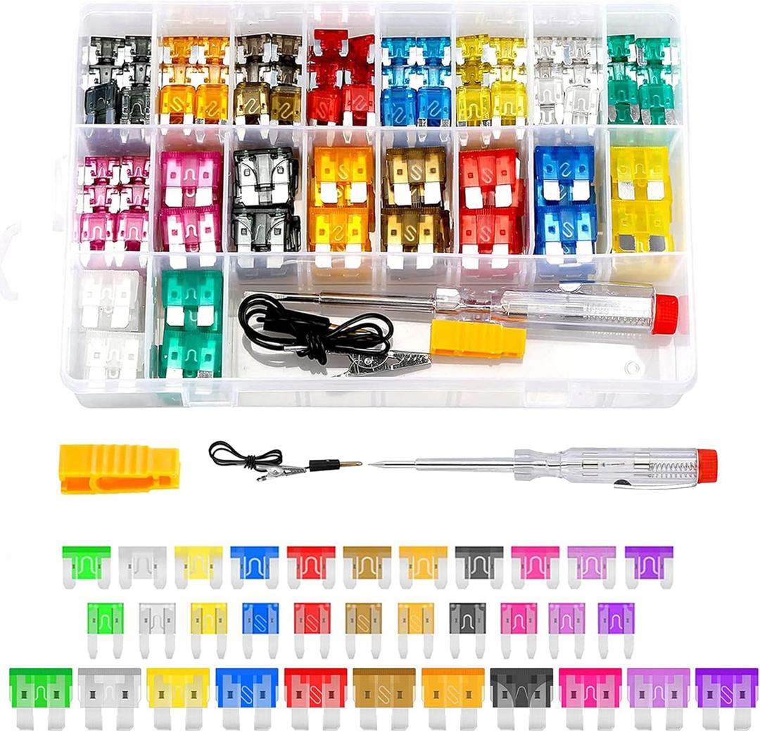 320PCS Car Fuses Assortment Kit with Fuse Puller and Tester, Standard & Mini & Low Profile Mini Fuse (2A 3A 5A 7.5A 10A 15A 20A 25A 30A 35A 40A), Auto Replacement Accessories (320PCS)