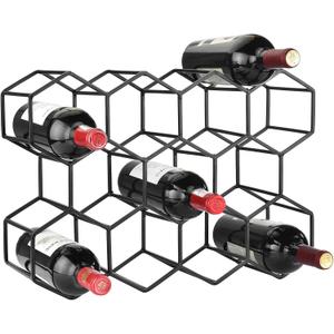 Countertop Wine Rack, 5.3 pounds, Heavier and More Stable Wine Storage Cabinet Shelf Wine Racks Countertop for Pantry, Kitchen,14 Bottles Wine Rack Black No Assembly Required